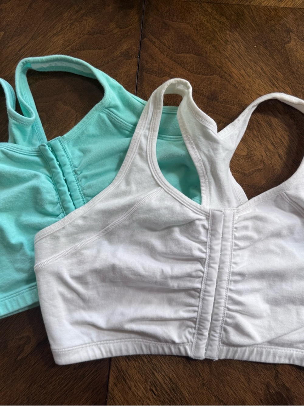 Fruit of the Loom White and Mint Racerback Front‑Closure Bras (2 Pack)